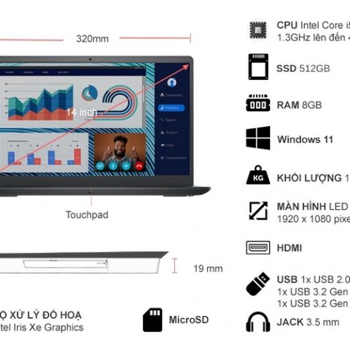 Laptop Dell Vostro 3420-71003348 i5-1235U/RAM 8GB/512GB SSD