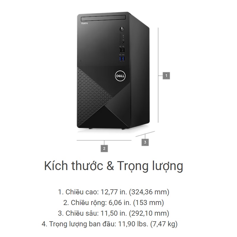 PC Dell Vostro 3020T 6FM7X12 kích thước và trọng lượng