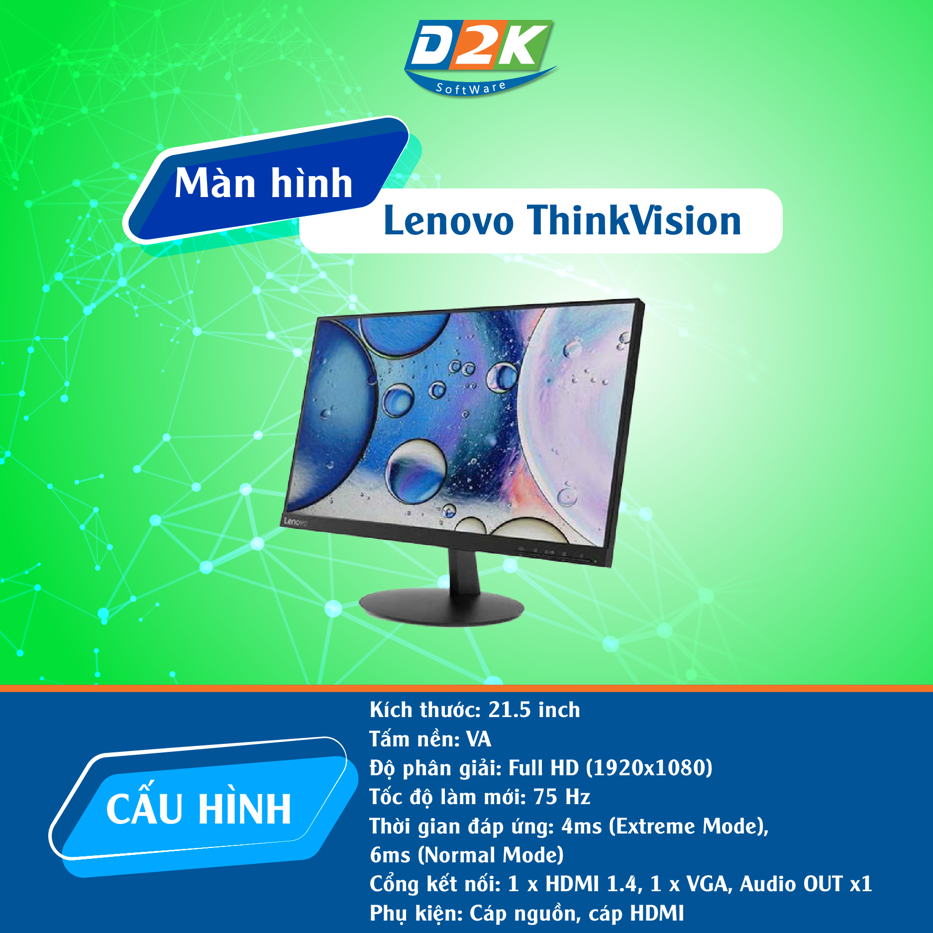 Màn hình Lenovo ThinkVision S22e-20 62C6KAR1WW