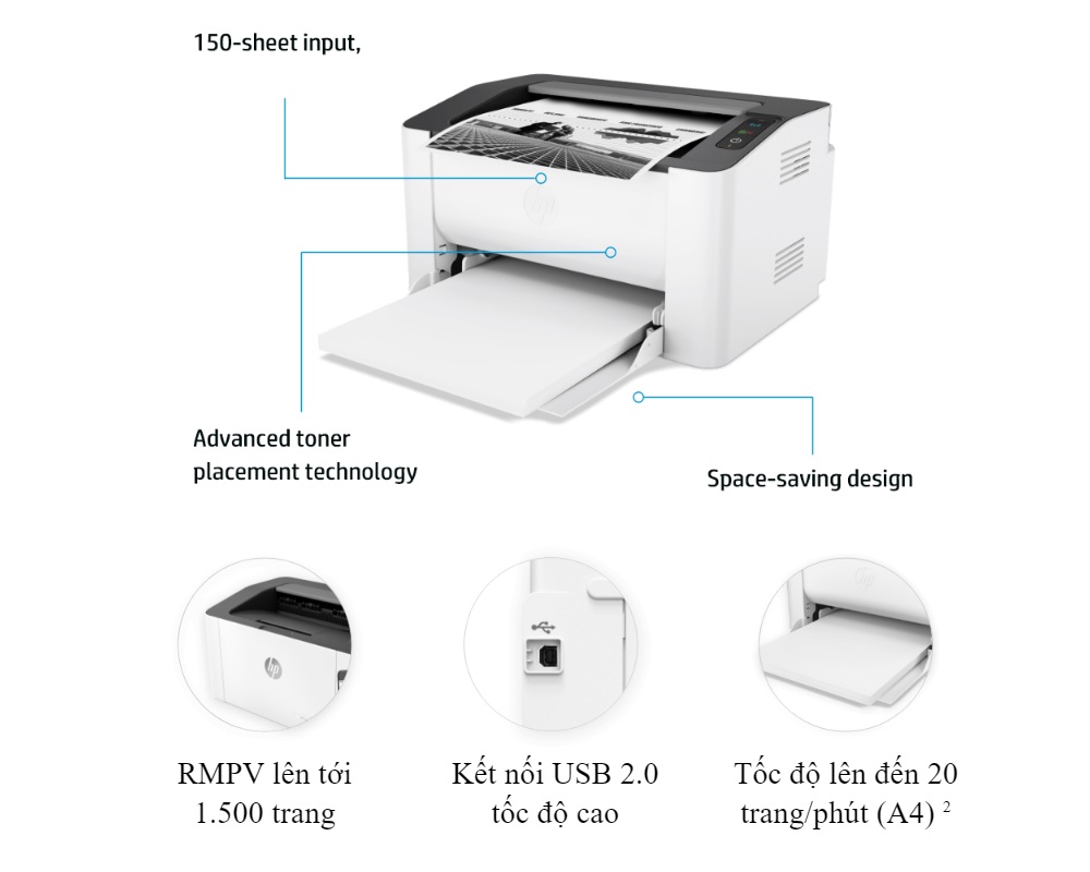 Máy in laser đen trắng HP 108W 4ZB80A giới thiệu sản phẩm