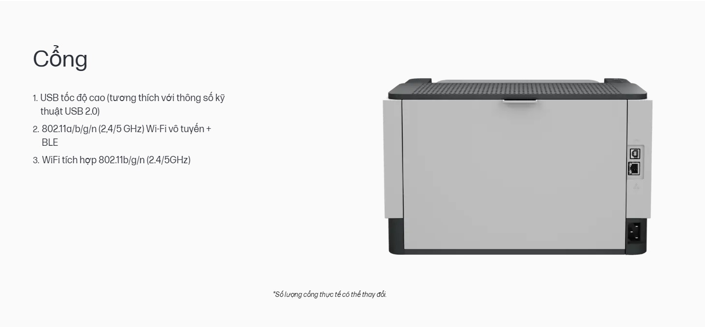 Máy in HP LaserJet Tank 1502w (2R3E2A) port and slot