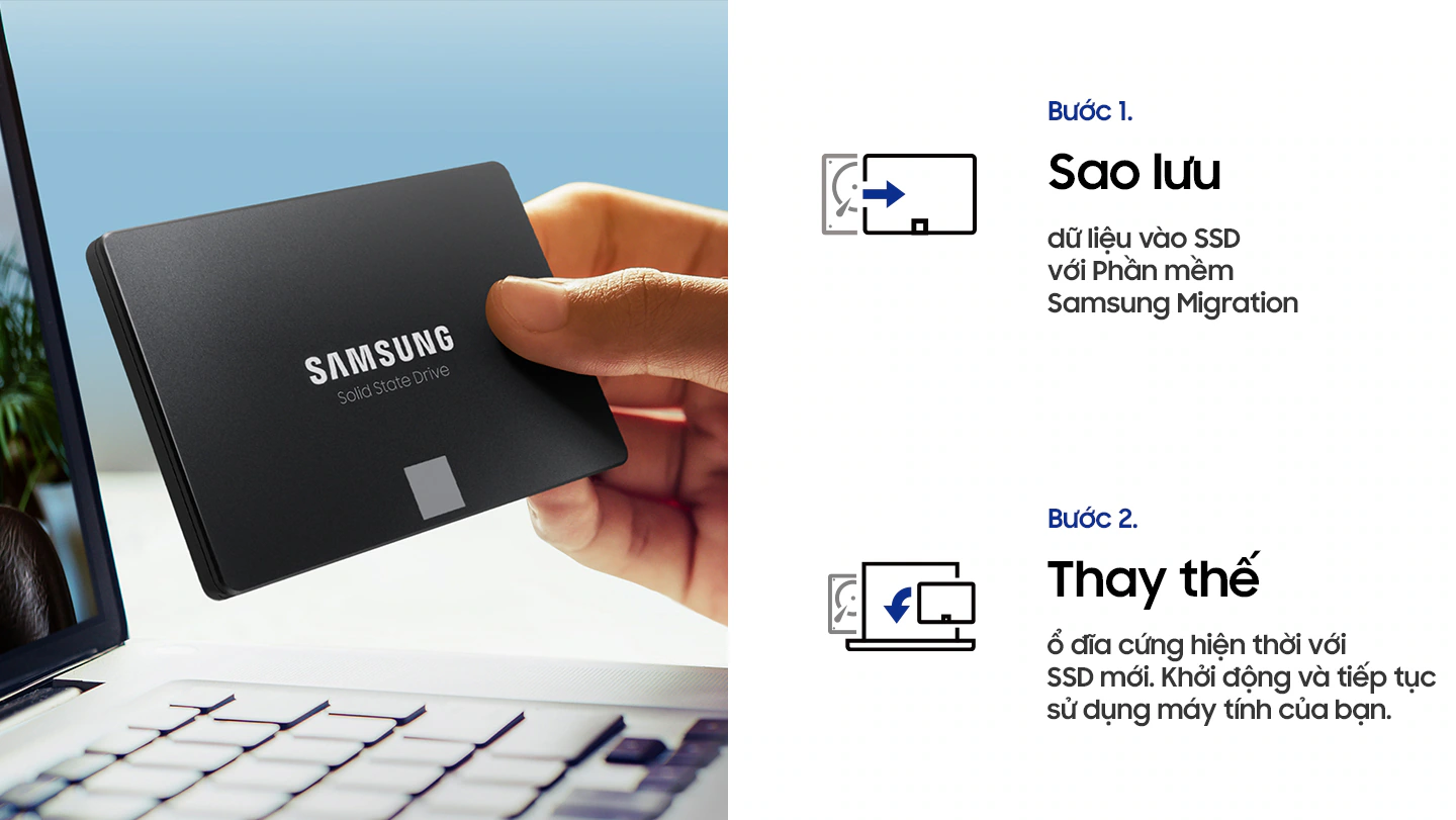 Ổ cứng SSD Samsung 870 EVO 250GB 77E250BW dễ dàng nâng cấp