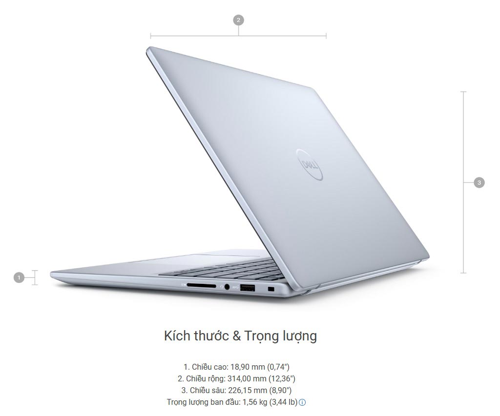 Laptop Dell Inspiron 5440 G14 - N4I5211W1 kích thước và trọng lượng