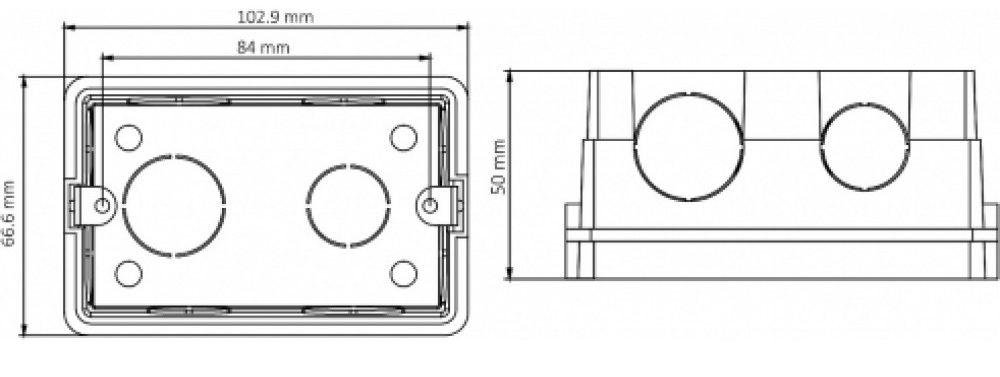 kích thước Đế Nối Âm Tường Hikvision DS-KAB118