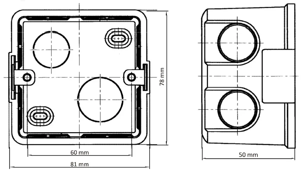 Kích thước đế âm tường Hikvision DS-KAB86