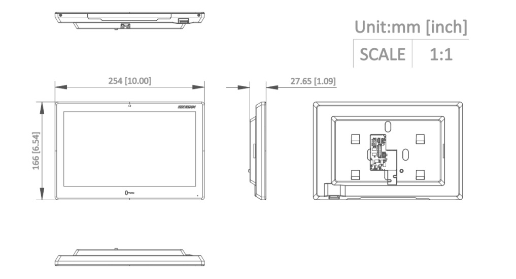 Kích thước Màn Hình IP Hikvision DS-KH9510-WTE1(B)