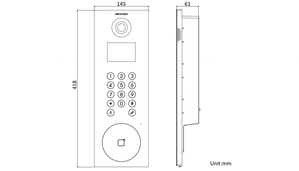 kích thước nút chuông ip hikvision ds-kd8103-e6