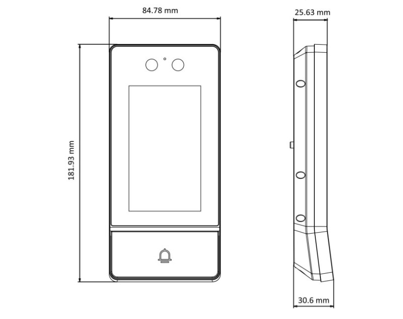 kích thước Nút Chuông Ip Nhận Diện Khuôn Mặt Hikvision DS-KV9503-WBE1
