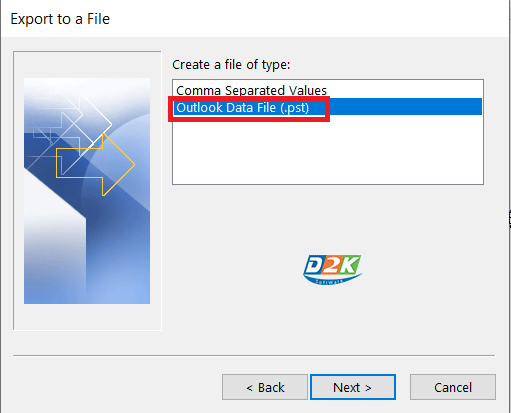 Chọn file đuôi .pst