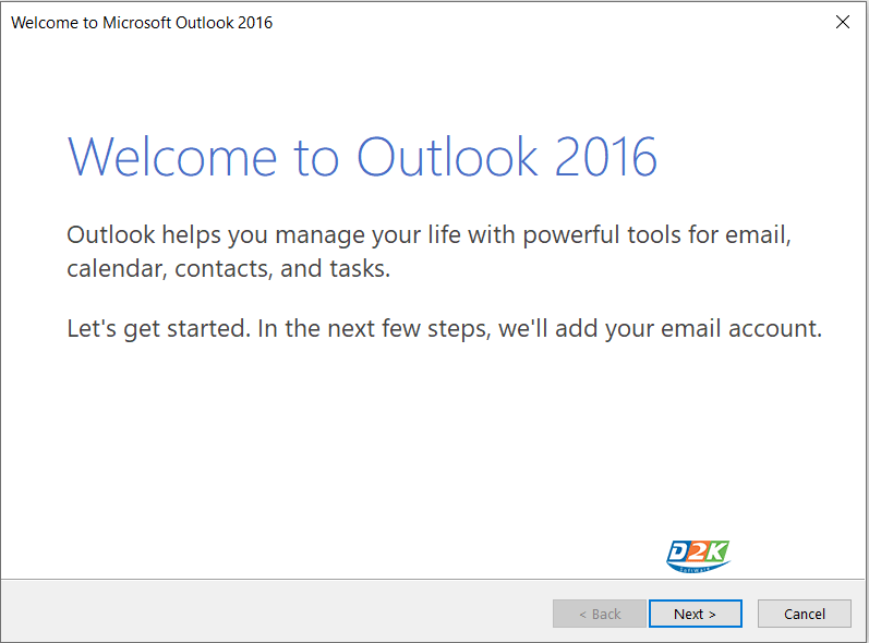 Hình 1: Màn hình chào của Outlook
