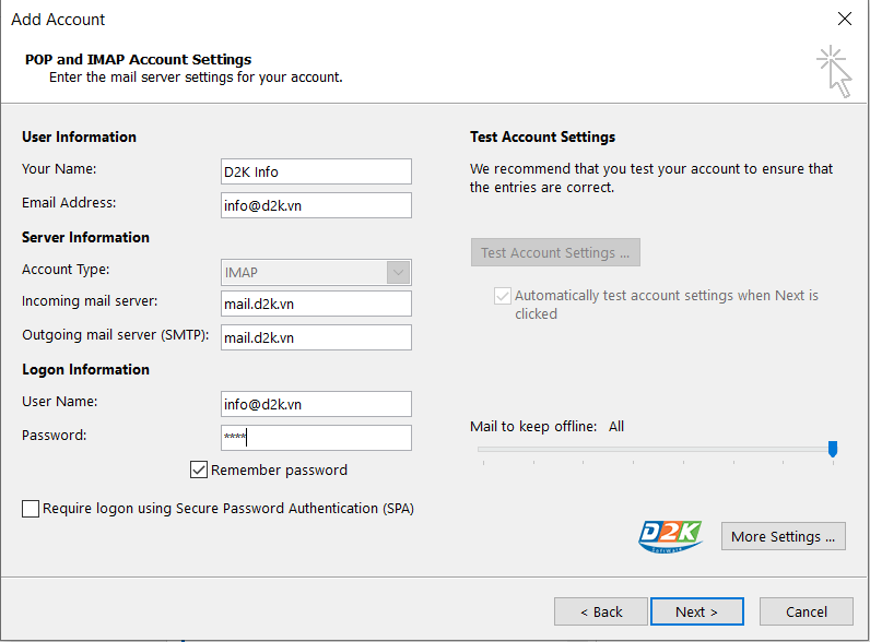 Hướng dẫn cài đặt Email vào phần mềm Outlook