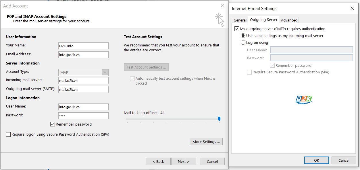 Hướng dẫn cài đặt Email vào phần mềm Outlook
