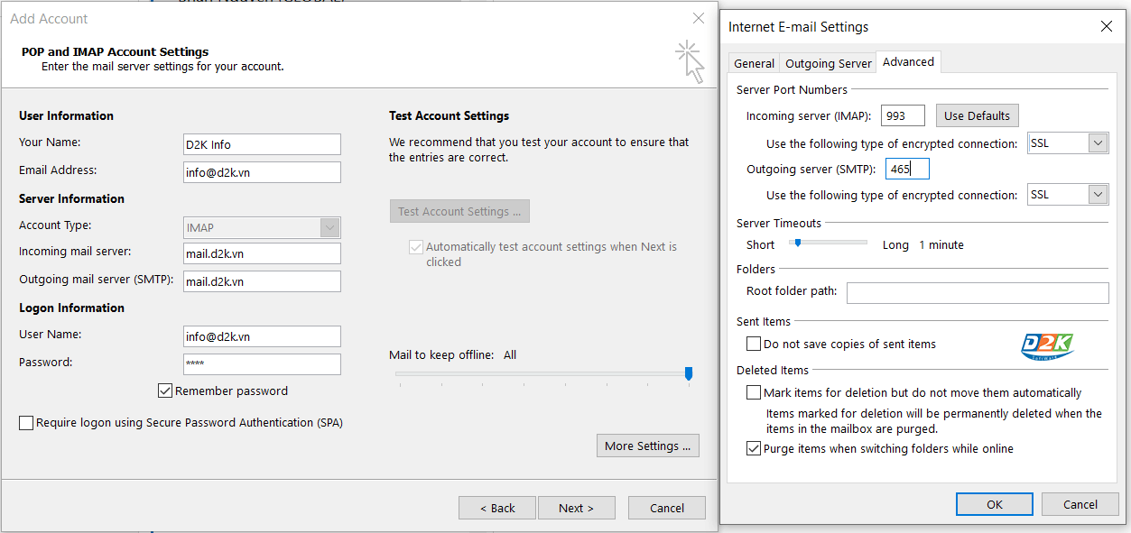 Hướng dẫn cài đặt Email vào phần mềm Outlook