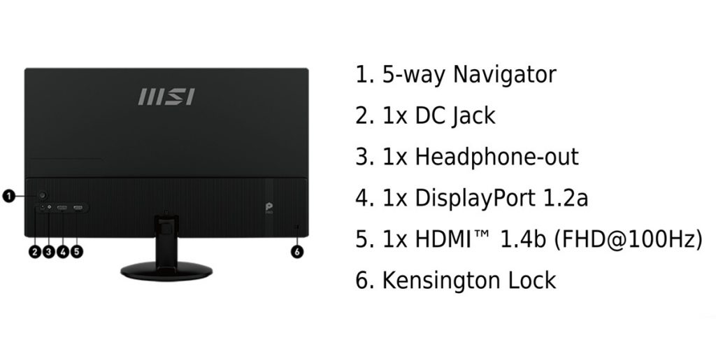 Cổng kết nổi Màn Hình MSI Pro MP242L