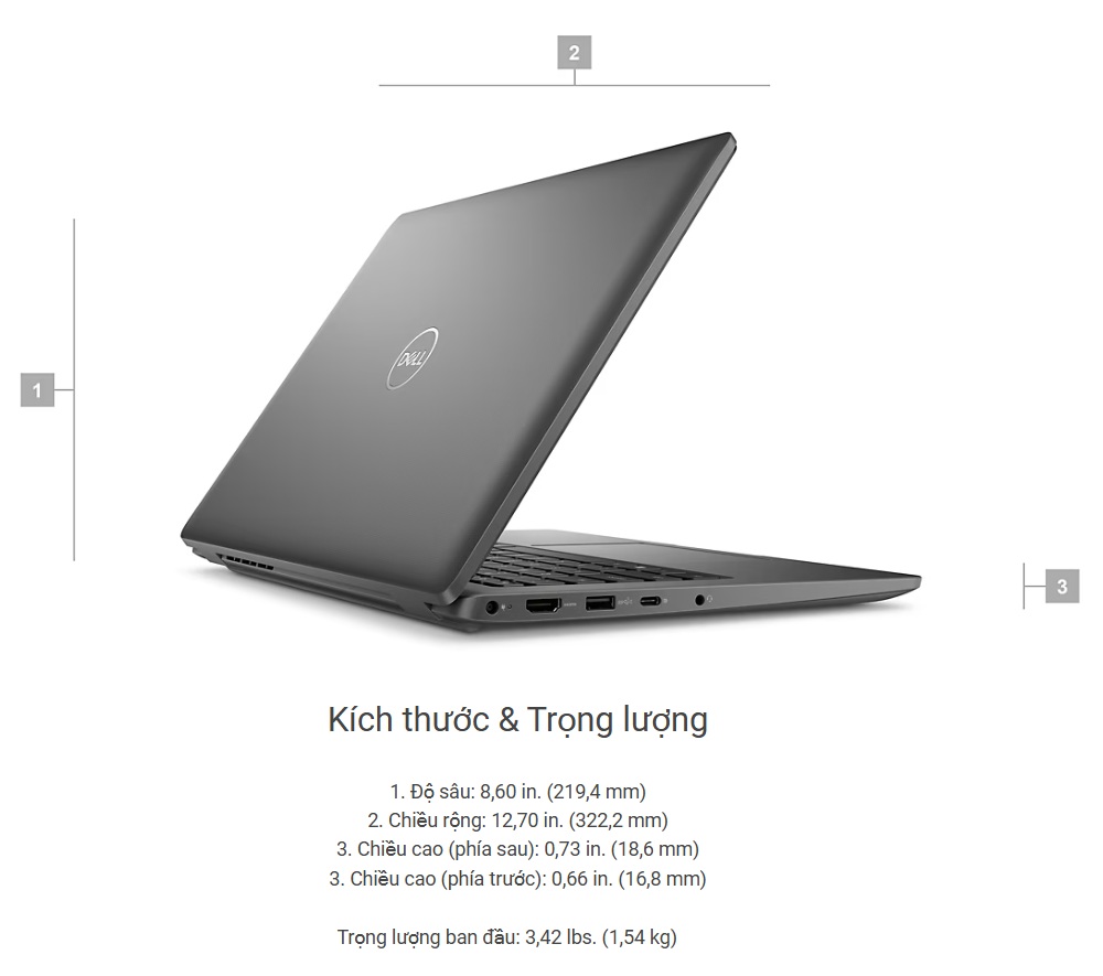 Kích thước trọng lượng Dell Latitude 3440