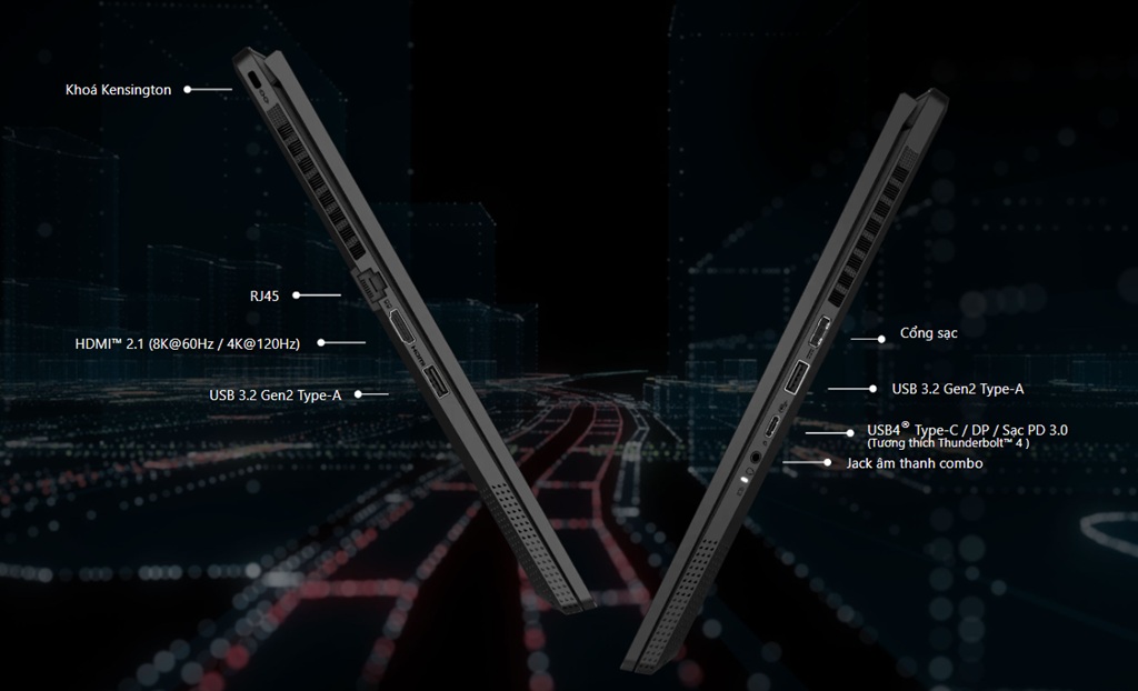 Laptop Msi Stealth A16 AI+ A3XVGG Kết Nối Hiện Đại – Wi-Fi 7 Và USB4®/Thunderbolt™