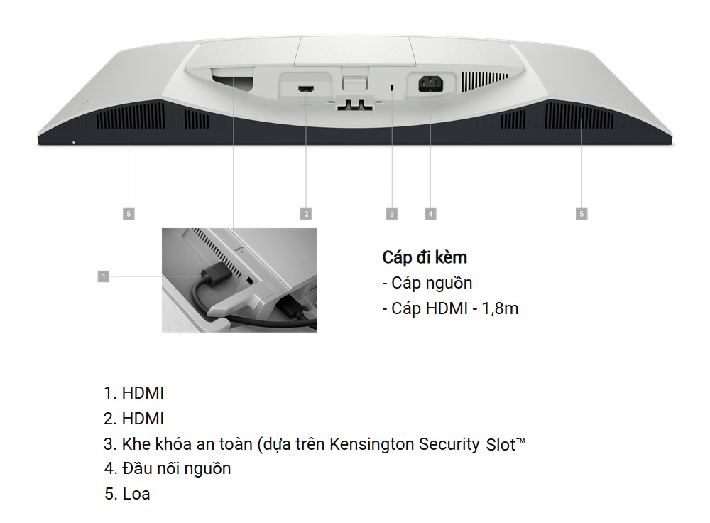Cổng và khe cắm Màn Hình Dell S2725H