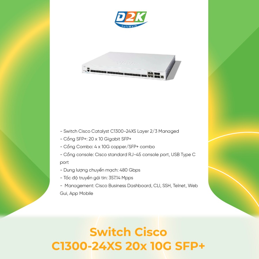 Switch Cisco C1300-24XS 20x 10G SFP+, 4x 10G Copper/SFP+ Combo