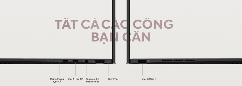Cổng và khe cắm Laptop Asus Zenbook 14 UM3406KA-PP113WS
