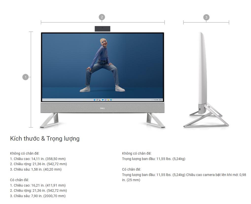 Kích thước và trọng lượng PC Dell AIO Inspiron 24 5430
