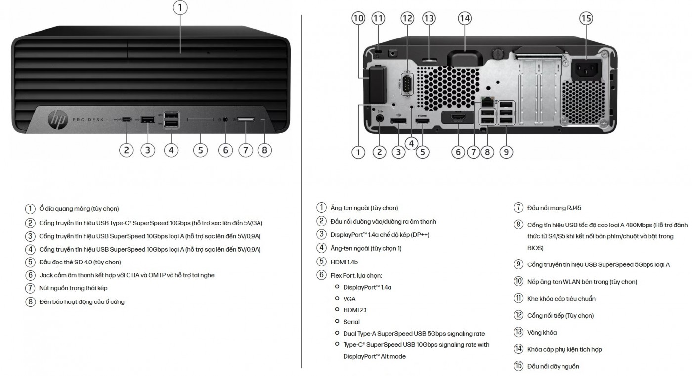 PC HP Pro SFF 400 G9 Kết nối đa dạng và hiện đại