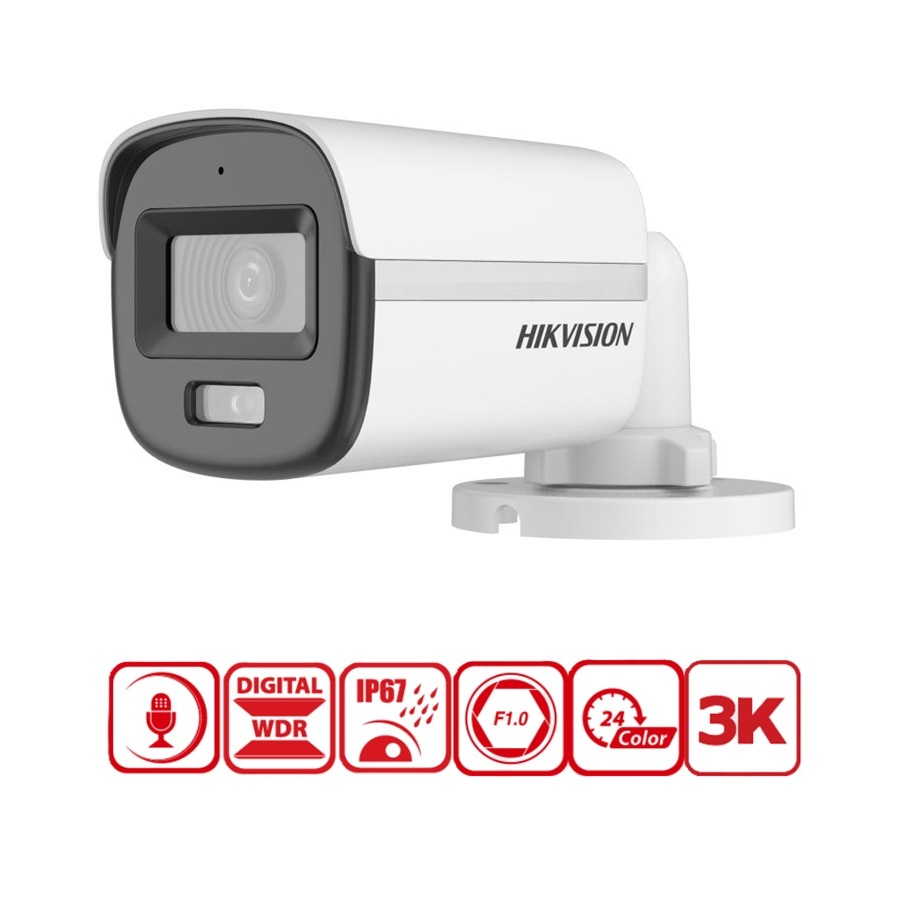 Camera HD-TVI ColorVu 3K Hikvision DS-2CE10KF0T-FS Hình ảnh 3K siêu nét