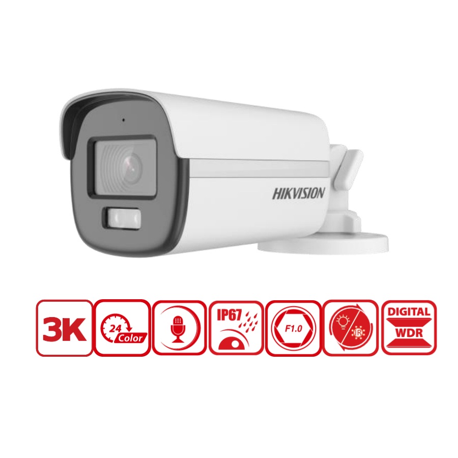 Camera HD-TVI ColorVu 3K Hikvision DS-2CE12KF0T-FS Hình ảnh 3K cực kỳ sắc nét, tầm xa 40m