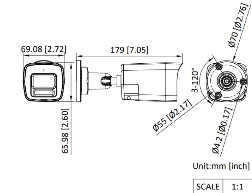 Kích Thước Camera HD-TVI Thân Trụ Hikvision DS-2CE16D0T-LTS