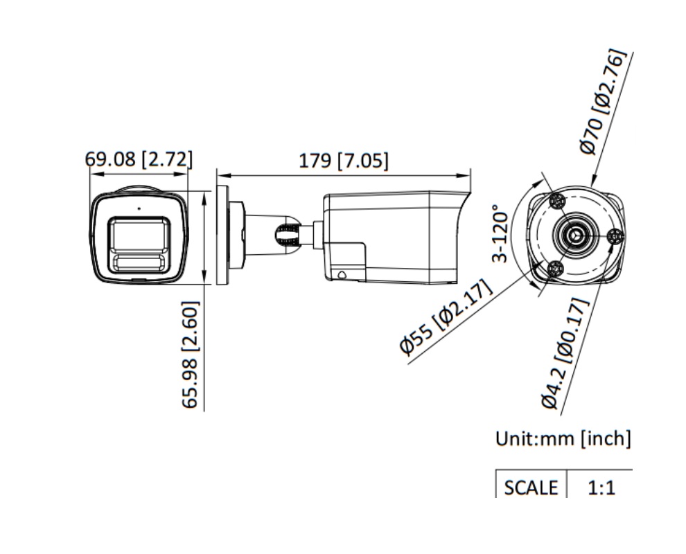 Kích Thước Camera HD-TVI Thân Trụ Hikvision DS-2CE16D0T-LPTS