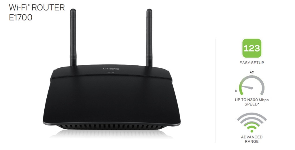 Router Wi-Fi Linksys E1700 Kết nối Wi-Fi N300 ổn định