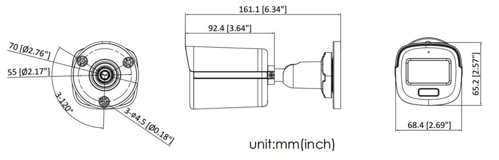 Kích thước Camera HD-TVI ColorVu 3K Hikvision DS-2CE10DF0T-FS
