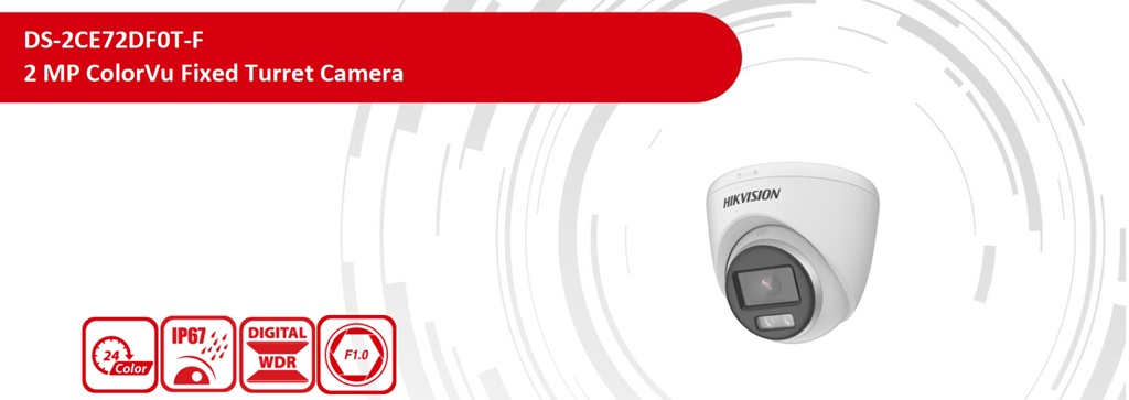 Camera HD-TVI ColorVu Dome Hikvision DS-2CE72DF0T-F