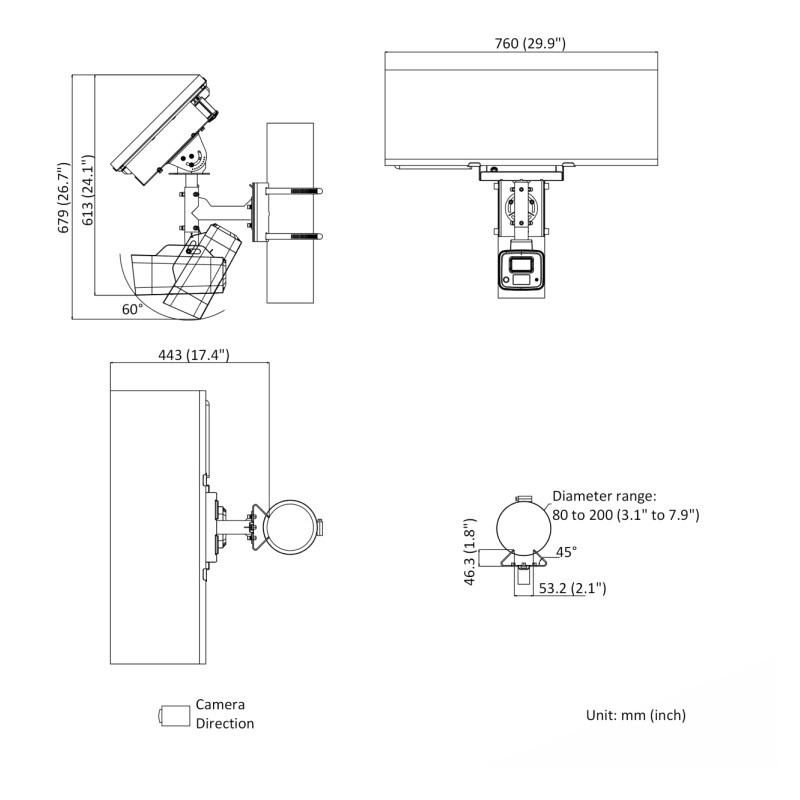 Kích thước Camera Pin Mặt Trời Hikvision DS-2XS2T47G1-LDH/4G/C18S40