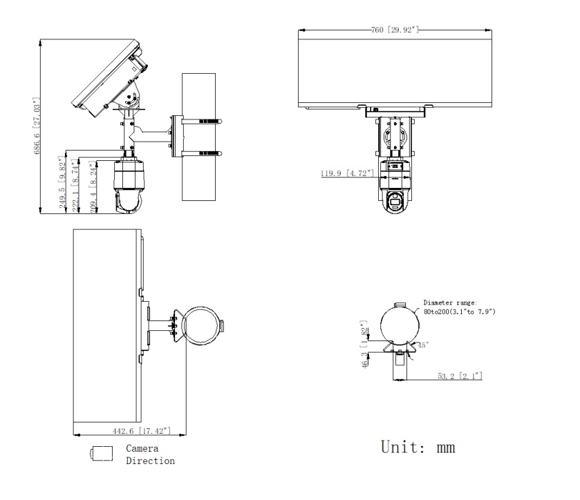 Kích thước Camera Pin Mặt Trời ColorVu Hikvision DS-2XS3Q47G1-LDH/4G/C18S40
