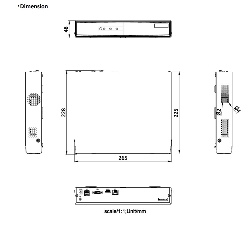 Kích thước đầu ghi Hikvision DS-7104NI-Q1/M