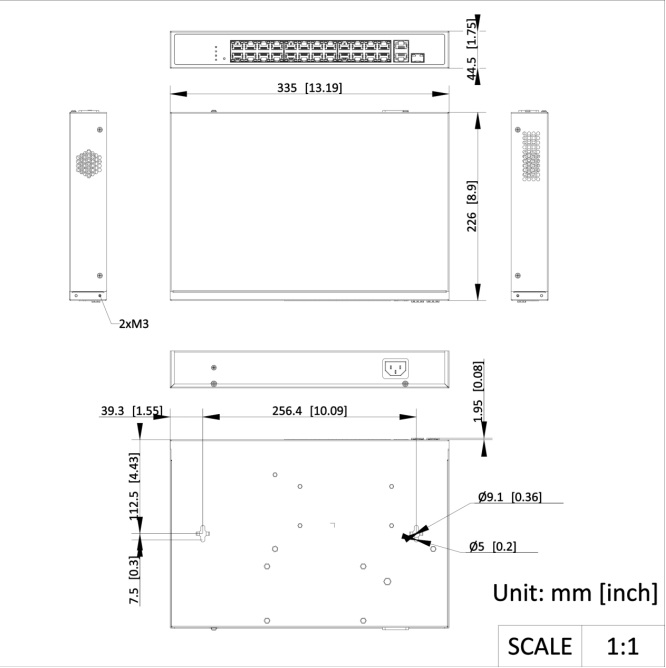 Kích thước Switch PoE Hikvision DS-3E1326P-EI/M 26 Port