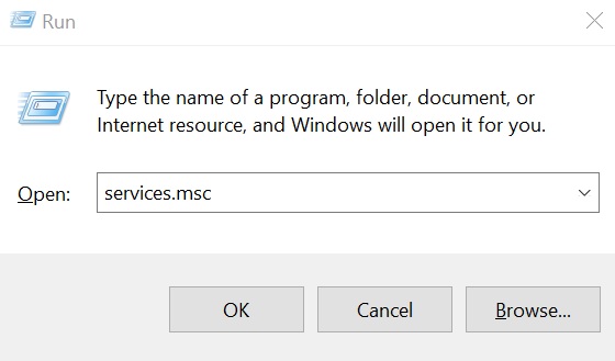 Nhấn Win + R → services.msc