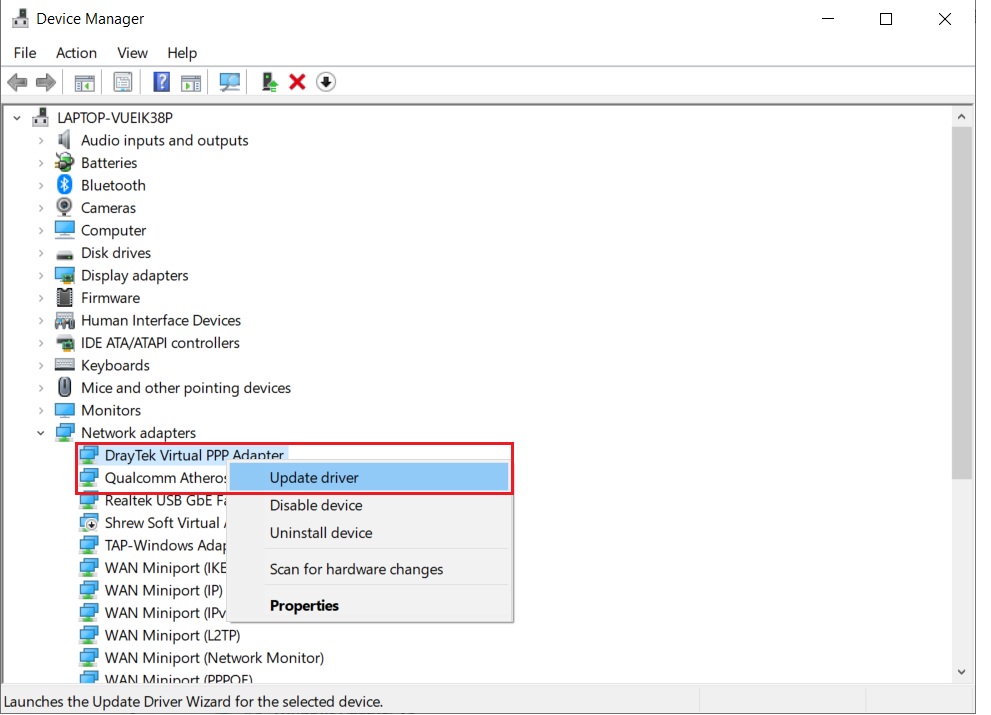 Hoặc cập nhật driver VPPP từ Smart VPN Client mới nhất