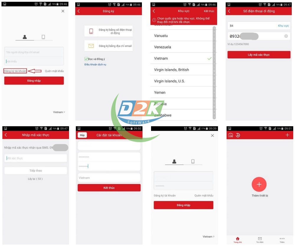 Bước 2: Đăng ký hoặc đăng nhập Hik-Connect