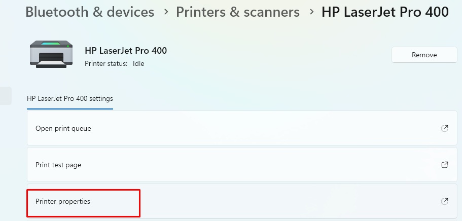 Printer properties
