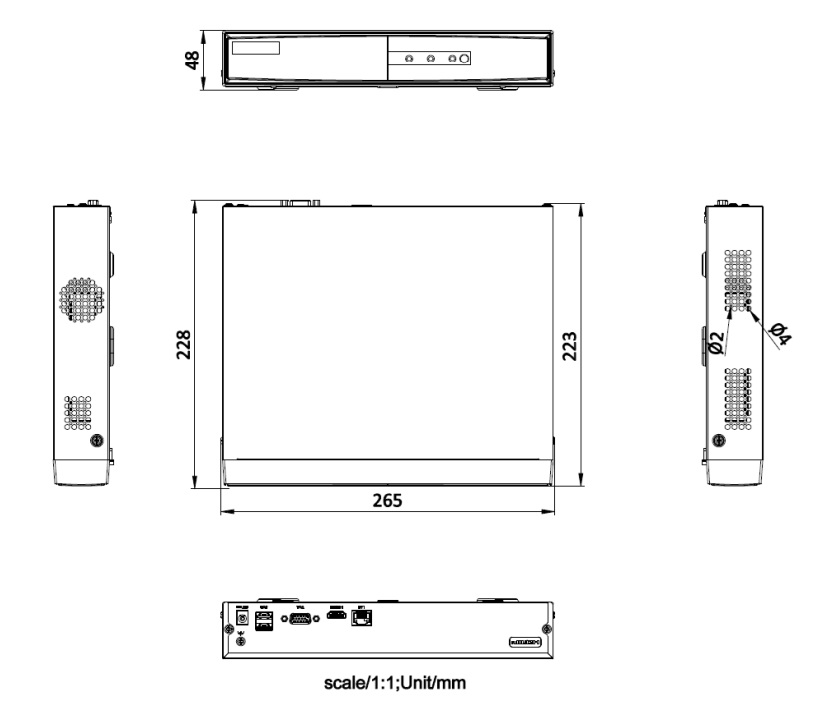 Kích thước Đầu Ghi IP Hikvision DS-7108NI-Q1/M 8 Kênh