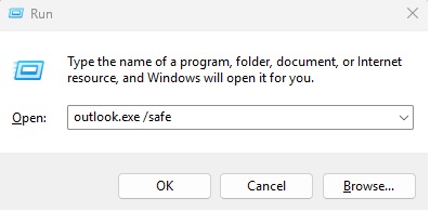 Mở Outlook ở Safe Mode