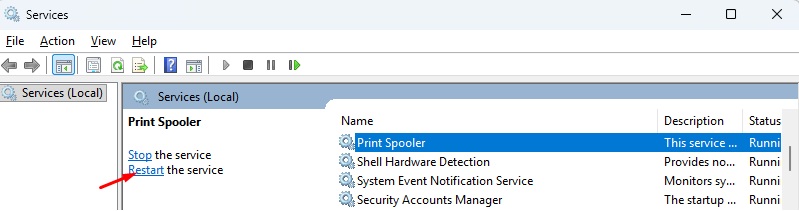 Khởi Động Lại Dịch Vụ Print Spooler