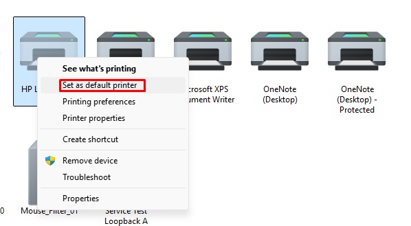 Set as default printer