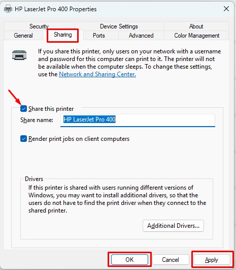 Bật chia sẻ máy in