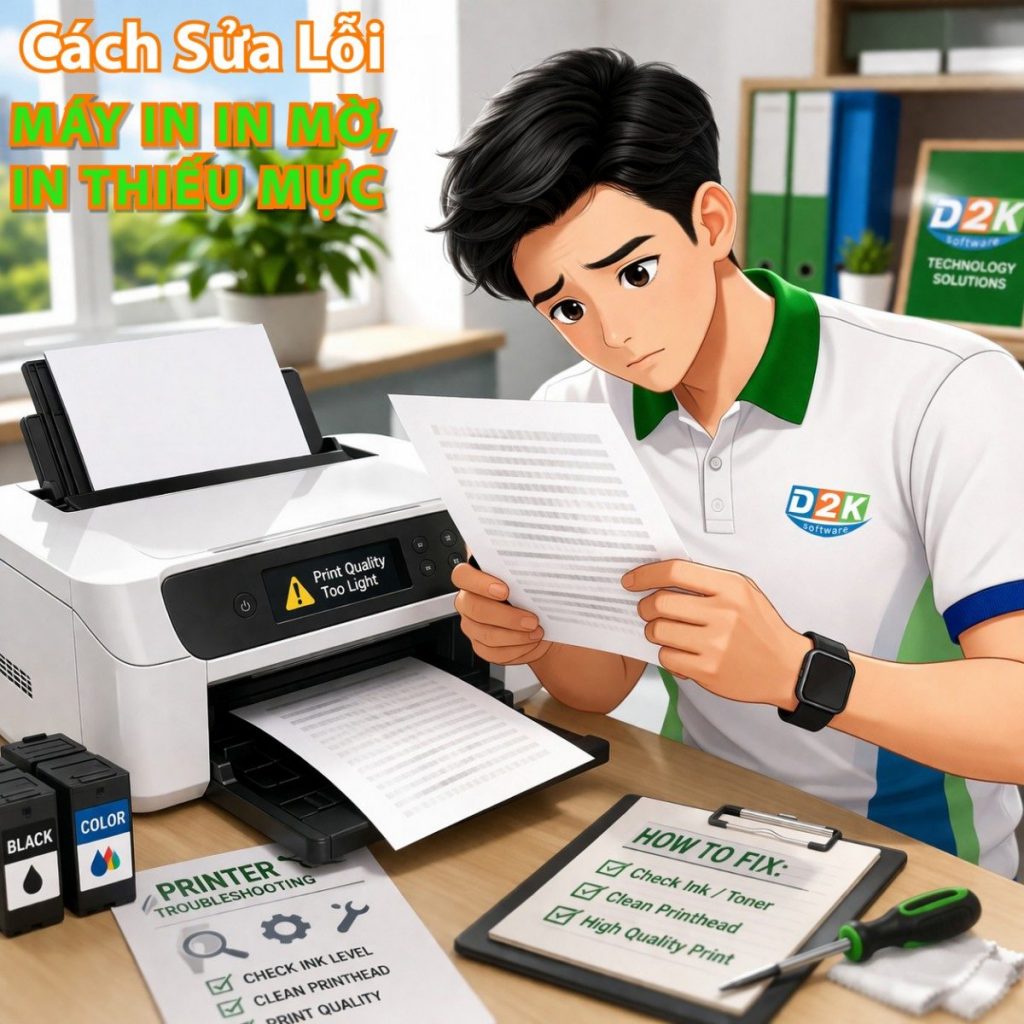 Máy In In Mờ, In Thiếu Mực Cách Sửa Lỗi Nhanh Và Hiệu Quả
