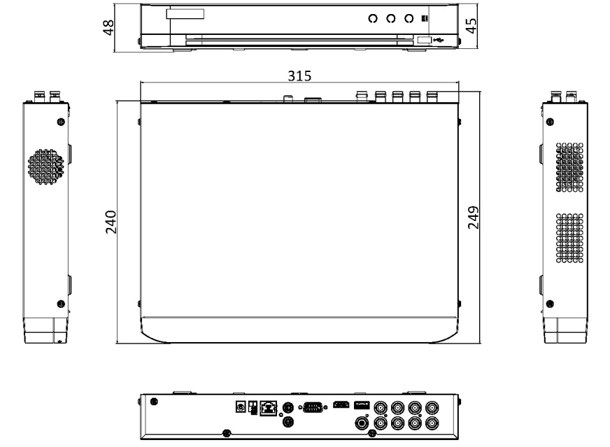 Kích thước đầu ghi hikvision iDS-7208HQHI-M1/S