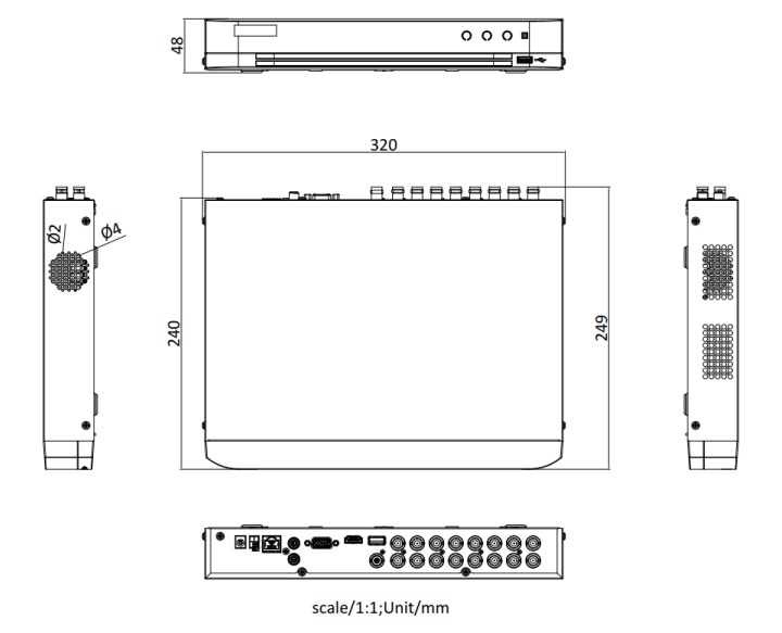 Kích Thước Đầu Ghi HD-TVI Hikvision iDS-7216HQHI-M1/S