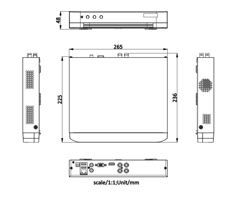 Kích thước Đầu Ghi HD-TVI Hikvision DS-7204HGHI-M1 
