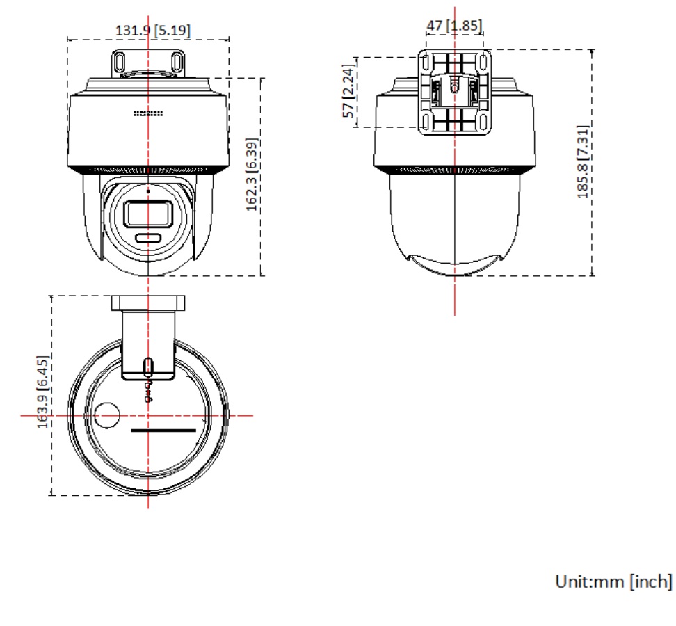 kích thước Camera PT 4MP Hikvision DS-2DE2C400MWG-E